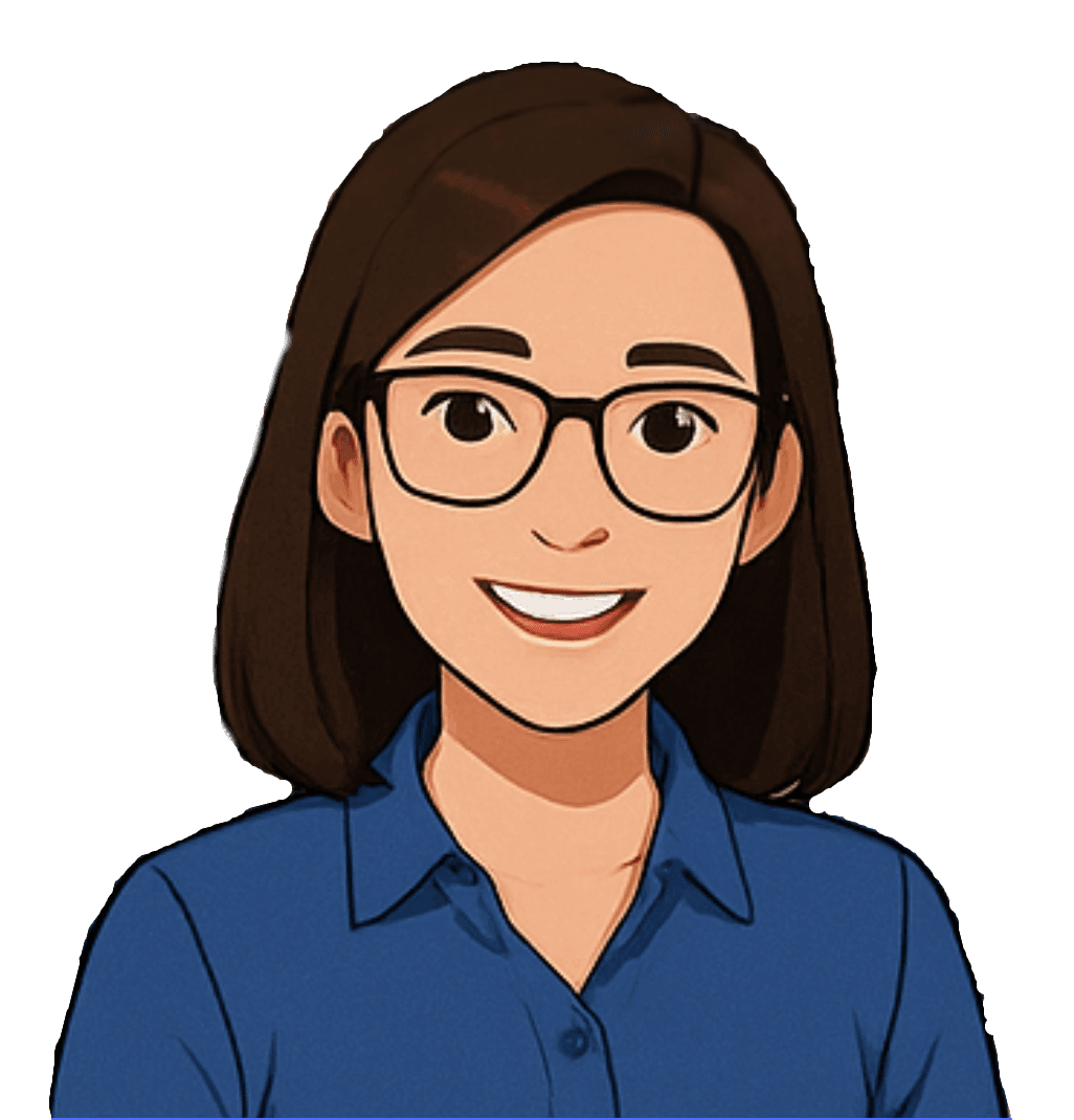 Tessa — friendly AI travel guide with glasses and a blue shirt